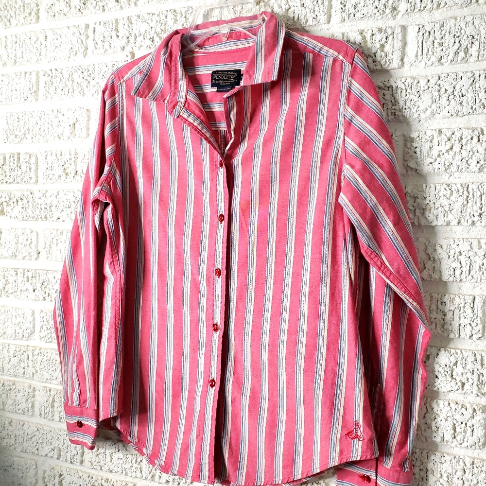 Pendleton Red Multi Stripe Button Down - image 4